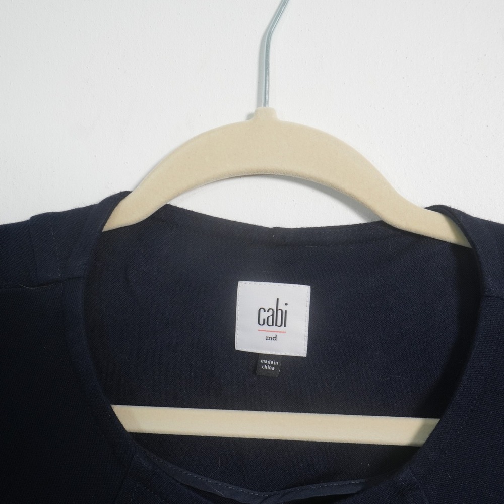 Cabi Longline Knit Blazer Womens Medium Navy Blue 5093 Collarless Career Jacket - Picture 5 of 13